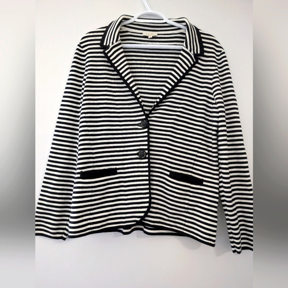 Laura Petite Striped Knit Blazer Size L